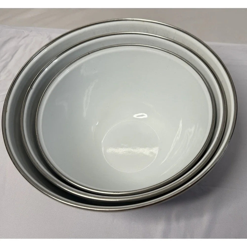 3 VTG Royal Albert Old Country Rose Enamelware Floral Pattern Metal Mixing Bowls